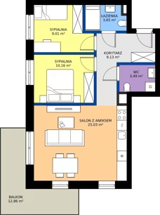 3 pokoje, mieszkanie 60,47 m², parter, oferta nr C.3, Tarasy Bernardyńskie Budynek C, Kalisz, Śródmieście, ul. Kazimierza Mystkowskiego