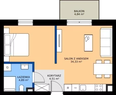 2 pokoje, mieszkanie 43,73 m², piętro 1, oferta nr C.9, Tarasy Bernardyńskie Budynek C, Kalisz, Śródmieście, ul. Kazimierza Mystkowskiego