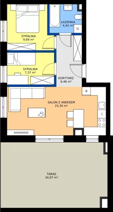 3 pokoje, mieszkanie 51,24 m², piętro 5, oferta nr C.130, Tarasy Bernardyńskie Budynek C, Kalisz, Śródmieście, ul. Kazimierza Mystkowskiego