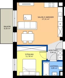 2 pokoje, mieszkanie 46,88 m², parter, oferta nr C.60, Tarasy Bernardyńskie Budynek C, Kalisz, Śródmieście, ul. Kazimierza Mystkowskiego
