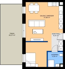 2 pokoje, mieszkanie 46,50 m², parter, oferta nr C.131, Tarasy Bernardyńskie Budynek C, Kalisz, Śródmieście, ul. Kazimierza Mystkowskiego