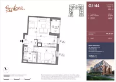 2 pokoje, mieszkanie 44,46 m², piętro 4, oferta nr G1/44, Osiedle Goplana Budynek G, Poznań, Jeżyce, ul. Świętego Wawrzyńca