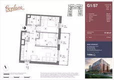 3 pokoje, mieszkanie 57,58 m², piętro 5, oferta nr G1/57, Osiedle Goplana Budynek G, Poznań, Jeżyce, ul. Świętego Wawrzyńca