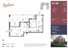 3 pokoje, mieszkanie 70,09 m², piętro 8, oferta nr G1/98, Osiedle Goplana Budynek G, Poznań, Jeżyce, ul. Świętego Wawrzyńca