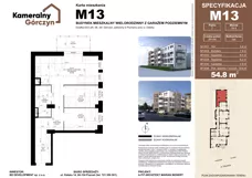 3 pokoje, mieszkanie 54,80 m², piętro 2, oferta nr M13, Kameralny Górczyn, Poznań, Górczyn, ul. Daleka 35