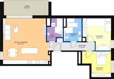 3 pokoje, apartament 86,38 m², piętro 3, oferta nr A.3.1, Oliva Koncept II, Gdańsk, Oliwa, ul. Karwieńska