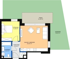 2 pokoje, apartament 47,53 m², parter, oferta nr B1.0.4, Oliva Koncept II, Gdańsk, Oliwa, ul. Karwieńska