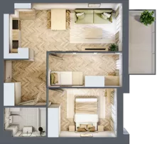 3 pokoje, mieszkanie 46,79 m², piętro 1, oferta nr 1.1.06, Rytelska, Gdańsk, Orunia Górna-Gdańsk Południe, ul. Rytelska