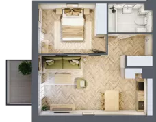 2 pokoje, mieszkanie 41,07 m², piętro 1, oferta nr 2.1.01, Rytelska, Gdańsk, Orunia Górna-Gdańsk Południe, ul. Rytelska