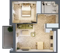 2 pokoje, mieszkanie 43,57 m², piętro 2, oferta nr 2.2.02, Rytelska, Gdańsk, Orunia Górna-Gdańsk Południe, ul. Rytelska