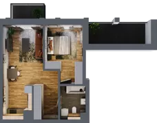 2 pokoje, apartament 45,61 m², piętro 1, oferta nr 16, Folwark Scheiblera, Łódź, Widzew, ul. Tymienieckiego 33A