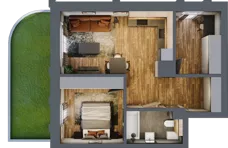 2 pokoje, apartament 48,56 m², parter, oferta nr 184, Folwark Scheiblera, Łódź, Widzew, ul. Tymienieckiego 33A