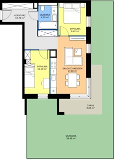 3 pokoje, mieszkanie 52,70 m², piętro 2, oferta nr 85, Apartamenty Poligonowa 5, Lublin, Sławin, ul. Poligonowa