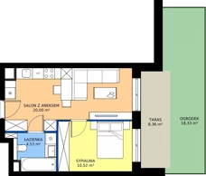 2 pokoje, mieszkanie 35,05 m², parter, oferta nr 1, Apartamenty Poligonowa 5, Lublin, Sławin, ul. Poligonowa
