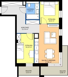 3 pokoje, mieszkanie 53,61 m², piętro 1, oferta nr 17, Apartamenty Poligonowa 5, Lublin, Sławin, ul. Poligonowa
