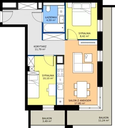 3 pokoje, mieszkanie 52,70 m², piętro 1, oferta nr 70, Apartamenty Poligonowa 5, Lublin, Sławin, ul. Poligonowa