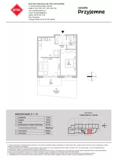 2 pokoje, mieszkanie 48,25 m², parter, oferta nr 9.1.10, Osiedle Przyjemne - etap IV, Gdańsk, Jasień, ul. Flisykowskiego