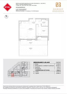 2 pokoje, mieszkanie 48,88 m², parter, oferta nr 6.00.A02, Ogrody Andersa II, Gliwice, Wojska Polskiego, ul. Generała Władysława Andersa