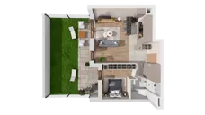 2 pokoje, mieszkanie 48,88 m², parter, oferta nr 6.00.A02, Ogrody Andersa II, Gliwice, Wojska Polskiego, ul. Generała Władysława Andersa