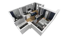 2 pokoje, mieszkanie 43,00 m², piętro 2, oferta nr A1.2.15, ATAL Grabiszyn, Wrocław, Gajowice, Fabryczna, ul. Grochowa