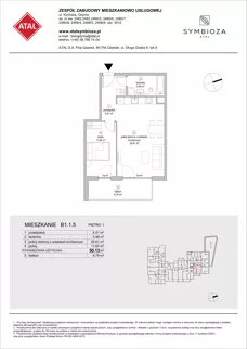 2 pokoje, mieszkanie 50,13 m², piętro 1, oferta nr B1.1.5, ATAL Symbioza, Gdynia, Cisowa, ul. Kcyńska