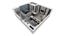 2 pokoje, mieszkanie 47,59 m², piętro 3, oferta nr B1.3.3, ATAL Symbioza, Gdynia, Cisowa, ul. Kcyńska