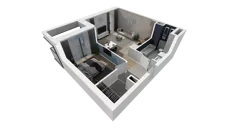 2 pokoje, mieszkanie 47,59 m², piętro 3, oferta nr B1.3.3, ATAL Symbioza, Gdynia, Cisowa, ul. Kcyńska