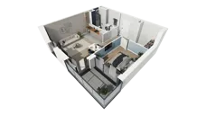 2 pokoje, mieszkanie 47,59 m², piętro 3, oferta nr B1.3.3, ATAL Symbioza, Gdynia, Cisowa, ul. Kcyńska