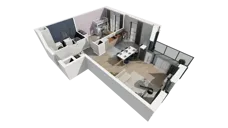 2 pokoje, mieszkanie 51,33 m², piętro 3, oferta nr B1.3.4, ATAL Symbioza, Gdynia, Cisowa, ul. Kcyńska