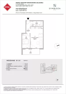 2 pokoje, mieszkanie 50,13 m², piętro 3, oferta nr B1.3.6, ATAL Symbioza, Gdynia, Cisowa, ul. Kcyńska