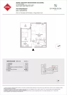 2 pokoje, mieszkanie 47,61 m², piętro 4, oferta nr B1.4.3, ATAL Symbioza, Gdynia, Cisowa, ul. Kcyńska