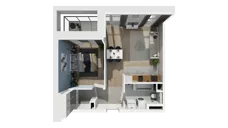 2 pokoje, mieszkanie 47,61 m², piętro 4, oferta nr B1.4.3, ATAL Symbioza, Gdynia, Cisowa, ul. Kcyńska