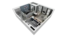 2 pokoje, mieszkanie 47,61 m², piętro 4, oferta nr B1.4.3, ATAL Symbioza, Gdynia, Cisowa, ul. Kcyńska