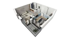 2 pokoje, mieszkanie 47,61 m², piętro 4, oferta nr B1.4.3, ATAL Symbioza, Gdynia, Cisowa, ul. Kcyńska