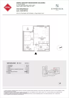 2 pokoje, mieszkanie 47,60 m², piętro 5, oferta nr B1.5.3, ATAL Symbioza, Gdynia, Cisowa, ul. Kcyńska