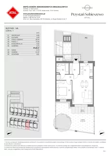2 pokoje, mieszkanie 49,68 m², parter, oferta nr 14B.1, Przystań Sobieszewo, Gdańsk, Wyspa Sobieszewska, ul. Narcyzowa