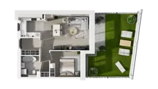 2 pokoje, mieszkanie 49,68 m², parter, oferta nr 14B.1, Przystań Sobieszewo, Gdańsk, Wyspa Sobieszewska, ul. Narcyzowa