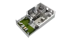 2 pokoje, mieszkanie 49,68 m², parter, oferta nr 14B.1, Przystań Sobieszewo, Gdańsk, Wyspa Sobieszewska, ul. Narcyzowa