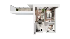2 pokoje, mieszkanie 41,10 m², piętro 16, oferta nr C-16-179C, ATAL Olimpijska, Katowice, Bogucice, ul. Olimpijska / al. Korfantego