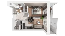 2 pokoje, mieszkanie 45,68 m², piętro 6, oferta nr A-06-77A, ATAL Olimpijska, Katowice, Bogucice, ul. Olimpijska / al. Korfantego