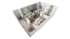 2 pokoje, mieszkanie 45,68 m², piętro 6, oferta nr A-06-77A, ATAL Olimpijska, Katowice, Bogucice, ul. Olimpijska / al. Korfantego