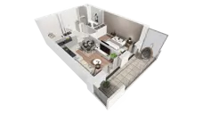 2 pokoje, mieszkanie 45,68 m², piętro 6, oferta nr A-06-77A, ATAL Olimpijska, Katowice, Bogucice, ul. Olimpijska / al. Korfantego
