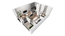 2 pokoje, mieszkanie 37,88 m², piętro 4, oferta nr C-04-42C, ATAL Olimpijska, Katowice, Bogucice, ul. Olimpijska / al. Korfantego