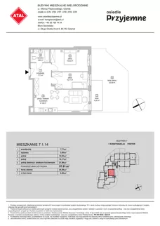 3 pokoje, mieszkanie 57,81 m², parter, oferta nr 7.1.14, Osiedle Przyjemne - etap IV, Gdańsk, Jasień, ul. Flisykowskiego