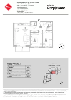 3 pokoje, mieszkanie 73,46 m², piętro 1, oferta nr 7.2.9, Osiedle Przyjemne - etap IV, Gdańsk, Jasień, ul. Flisykowskiego