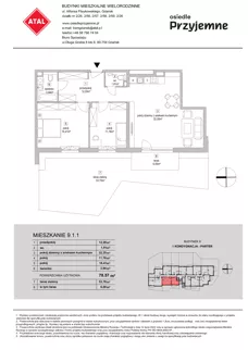 3 pokoje, mieszkanie 78,57 m², parter, oferta nr 9.1.1, Osiedle Przyjemne - etap IV, Gdańsk, Jasień, ul. Flisykowskiego