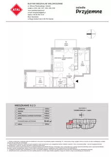 3 pokoje, mieszkanie 53,43 m², piętro 1, oferta nr 9.2.3, Osiedle Przyjemne - etap IV, Gdańsk, Jasień, ul. Flisykowskiego