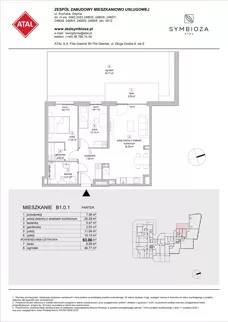 3 pokoje, mieszkanie 63,06 m², parter, oferta nr B1.0.1, ATAL Symbioza, Gdynia, Cisowa, ul. Kcyńska