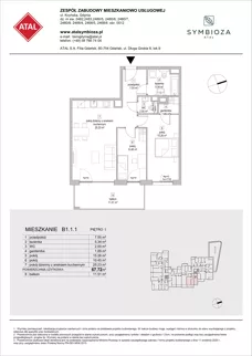 3 pokoje, mieszkanie 67,72 m², piętro 1, oferta nr B1.1.1, ATAL Symbioza, Gdynia, Cisowa, ul. Kcyńska