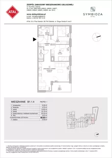 3 pokoje, mieszkanie 60,93 m², piętro 1, oferta nr B1.1.4, ATAL Symbioza, Gdynia, Cisowa, ul. Kcyńska